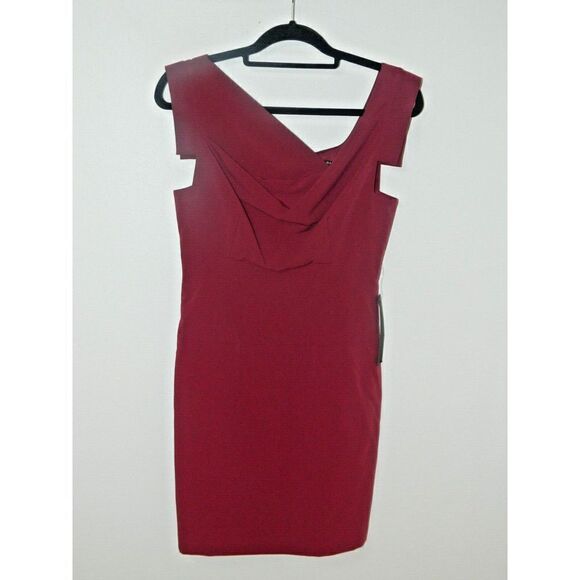 Black Halo‎ Dress Size 6 Jackie O Burgundy Stretch Sheath - Picture 5 of 11